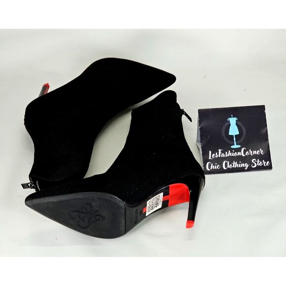 Staccato Women's Black Knit Pointed Toe Mid Socks Boots Red Heels Sz 9.5 40 314 - Picture 13 of 16